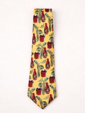 Vintage Tabasco Silk Tie Novelty Bloody Mary Cocktail Print USA